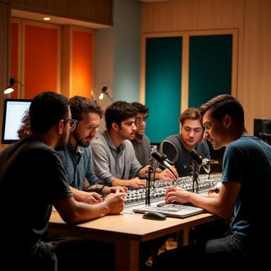 Studioatmosfære med team i kreativt arbeid